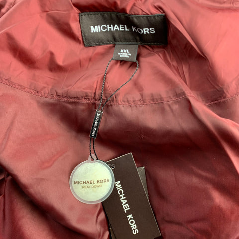 MICHAEL KORS Size XXL Burgundy Quilted Nylon Down Filled Coat