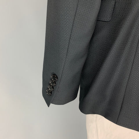ETRO Size 44 Black Wool Peak Lapel Sport Coat