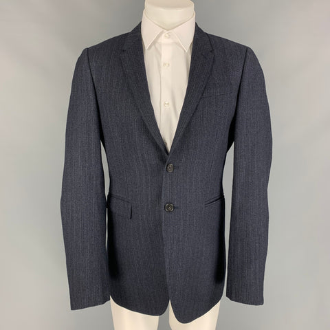 BURBERRY PRORSUM Taille 40 Manteau de sport à revers cranté en laine bleu marine et gris régulier