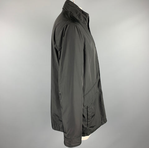COLE HAAN L Black Polyester Zip & Snaps Jacket