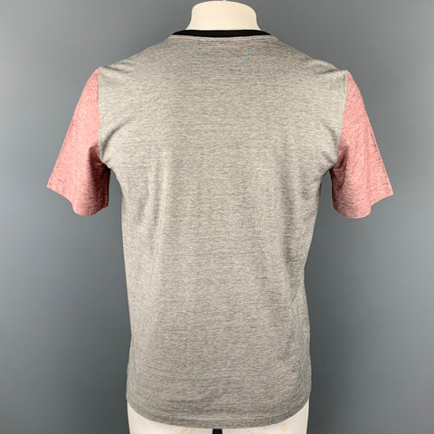 LOUIS VUITTON Size L Gray Color Block Cotton Crew-Neck T-shirt