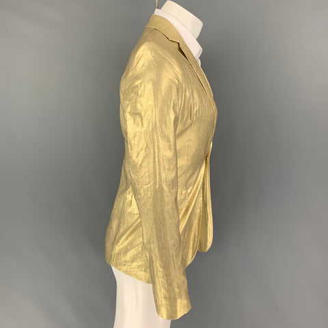ACNE STUDIOS Size 36 Gold Metallic Linen Notch Lapel Sport Coat