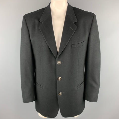 vintage VERSUS par GIANNI VERSACE Taille 42 Laine noire / Manteau de sport en relief en cachemire