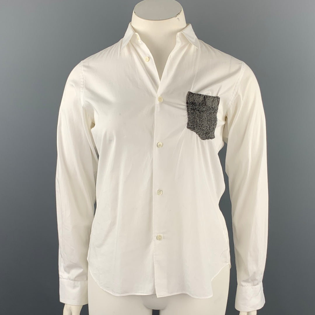 COMME des GARCONS SHIRT Size 10 White Cotton Button Up Blouse