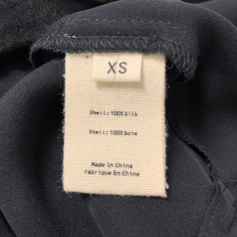 L'AGENCE Size XS Black Silk Solid Patch Pockets Shirt
