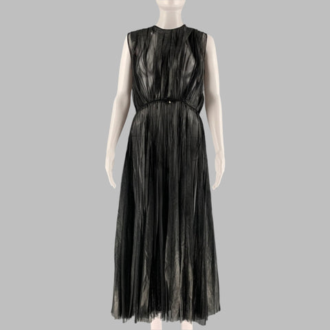 GUCCI Talla 6 Vestido plisado de poliéster negro