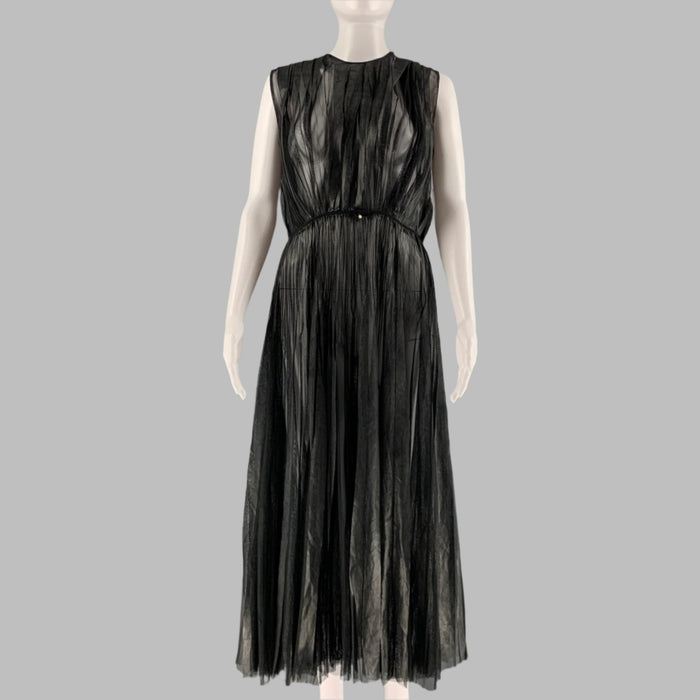 GUCCI Size 6 Black Polyester Pleated A-Line Dress