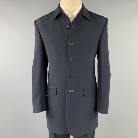 CARLO PIGNATELLI Size 38 Long Navy Acetate Blend Collar Suit