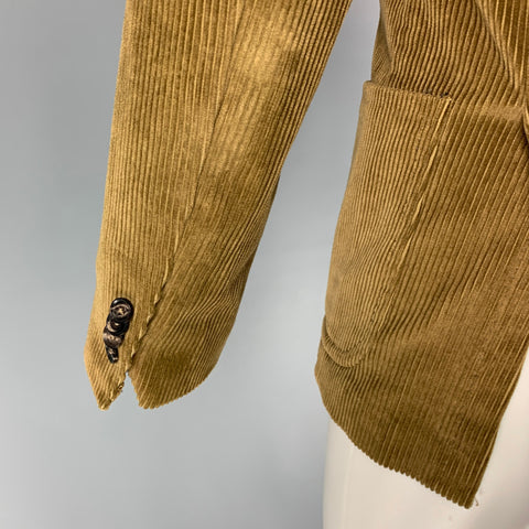 SALVATORE PICCOLO Size 36 Tan Corduroy Cotton Single Breasted Sport Coat