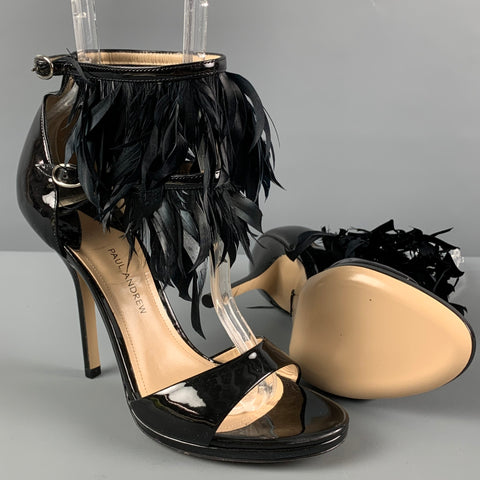 PAUL ANDREW Talla 6 Sandalias con tira al tobillo de charol negro