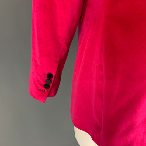 PAUL & JOE Size 6 Pink Black Cotton Velvet Peak Lapel Jacket