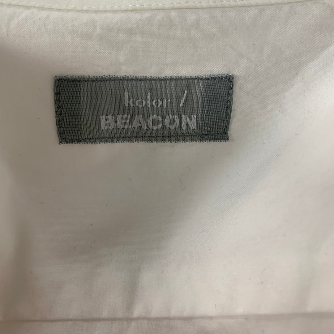 KOLOR Size M White Black Solid Cotton Button Up Long Sleeve Shirt