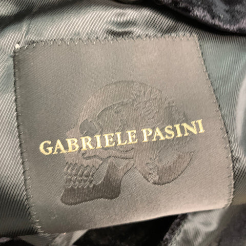 GABRIELE PASINI Size 42 Black Velvet Acetate Rayon Notch Lapel Suit