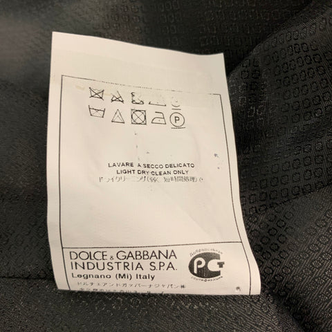 DOLCE & GABBANA Chest Size 38 Black White Solid Wool Blend Peak Lapel Suit