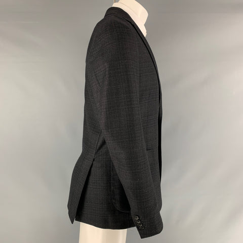 BELVEST Size 40 Black Charcoal Wool Single Breasted Sport Coat