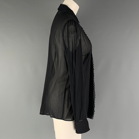 RED VALENTINO Size M Black Ruffled Buttoned Blouse