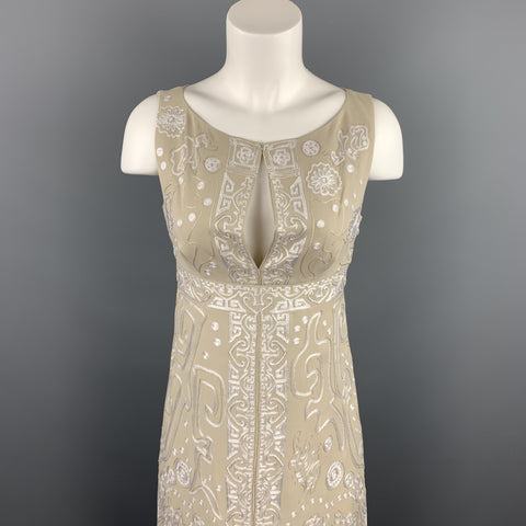 CHRISTIAN LACROIX Size 4 Beige Embroidered Silk Cocktail Shift Dress