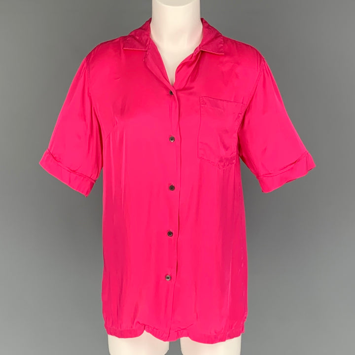 DRIES VAN NOTEN Size XS Pink Viscose Camp Shirt
