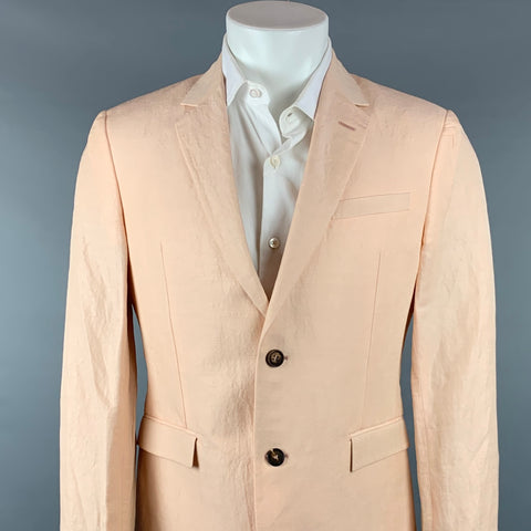 ROBERTO CAVALLI Size 40 Peach Textured Linen / Silk Sport Coat