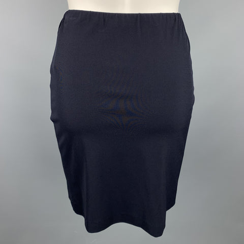 JIL SANDER Talla 6 Falda lápiz con cinturilla elástica de jersey azul marino