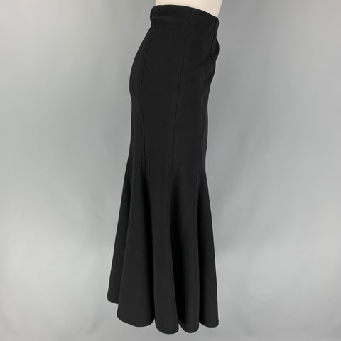 DONNA KARAN Size L Black Wool Maxi Skirt