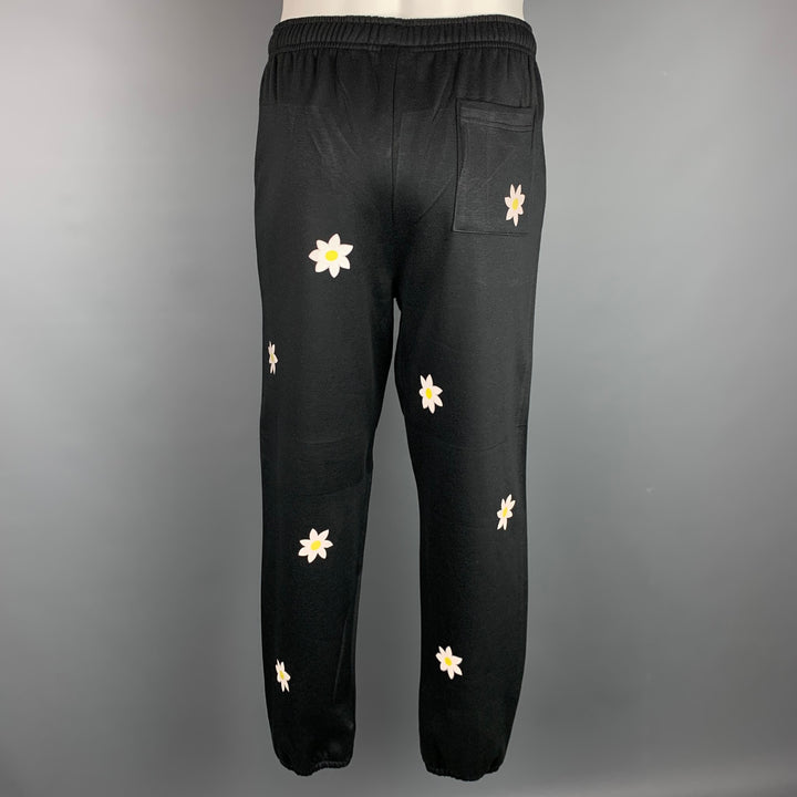 MARK McNAIRY Size M Black & White Floral Cotton Sweatpants Casual Pants