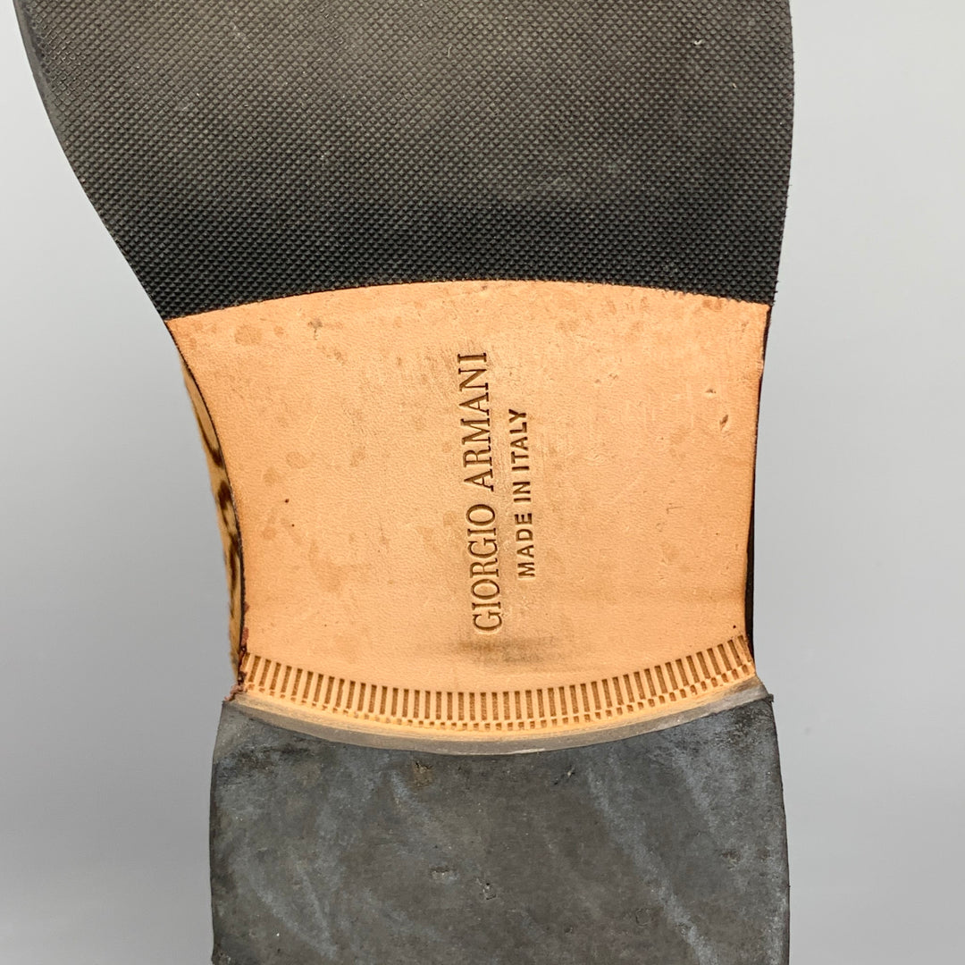 GIORGIO ARMANI Size 8 Tan & Brown Animal Print Leather Cap Toe Lace Up Shoes