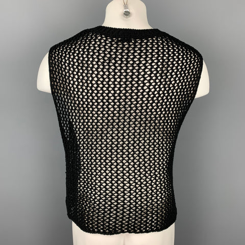 DRIES VAN NOTEN Size S Black Knitted Cotton Crew-Neck Vest