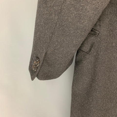 ERMENEGILDO ZEGNA Size 48 Charcoal Cashmere Notch Lapel Coat