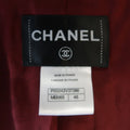 CHANEL Spring 2014 Size 14 Burgundy & Green Textured Boucle High Collar Coat CHANEL