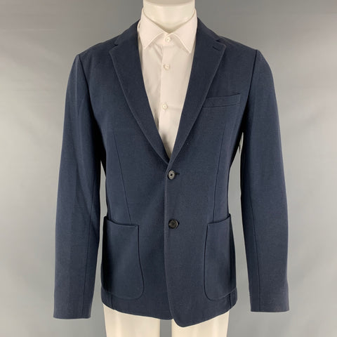 THEORY Size 40 Navy Solid Cotton Blend Notch Lapel Sport Coat