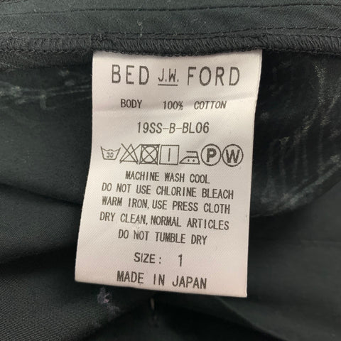 BED J.W. FORD Size S Black Applique Cotton Long Shirt