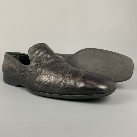 LOUIS VUITTON Size 11.5 Black Leather Wingtip Loafers