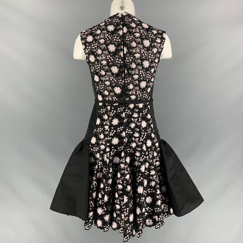 GIAMBATTISTA VALLI Size XS Black & White Silk Mixed Fabrics Cocktail Dress