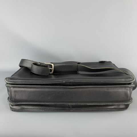 COACH Black Leather Shoulder Strap Double Closure Briefcase