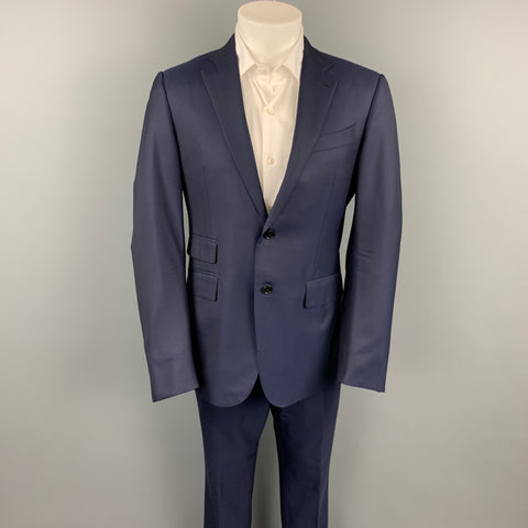 ERMENEGILDO ZEGNA for WILKES BASHFORD Size 40 Navy Wool Notch Lapel Suit