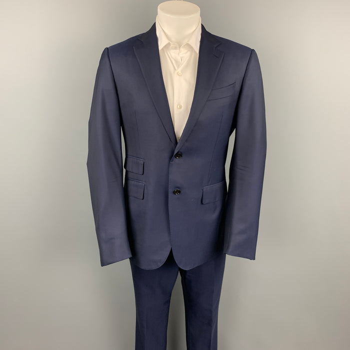 ERMENEGILDO ZEGNA for WILKES BASHFORD Size 40 Navy Wool Notch Lapel Suit
