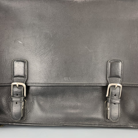 COACH Black Leather Shoulder Strap Double Closure Briefcase