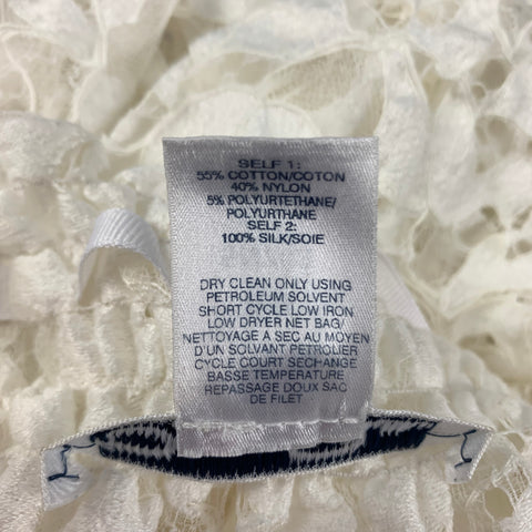 OSCAR DE LA RENTA Size 4 White Cotton Blend Long Sleeve Dress Top
