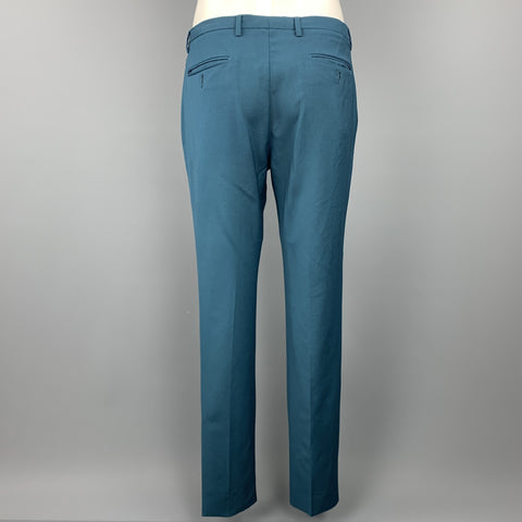 CALVIN KLEIN COLLECTION Size 36 Wool Notch Lapel Teal Suit