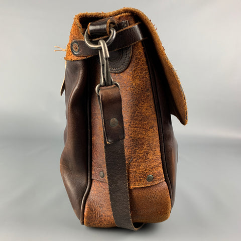 RRL by RALPH LAUREN Limited Edition Brown Distressed Reversed Leather Messenger Bag