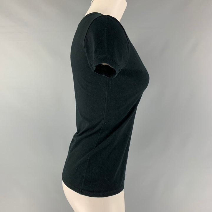 GUCCI Talla S Camiseta negra de algodón y elastano con cuello en V lisa