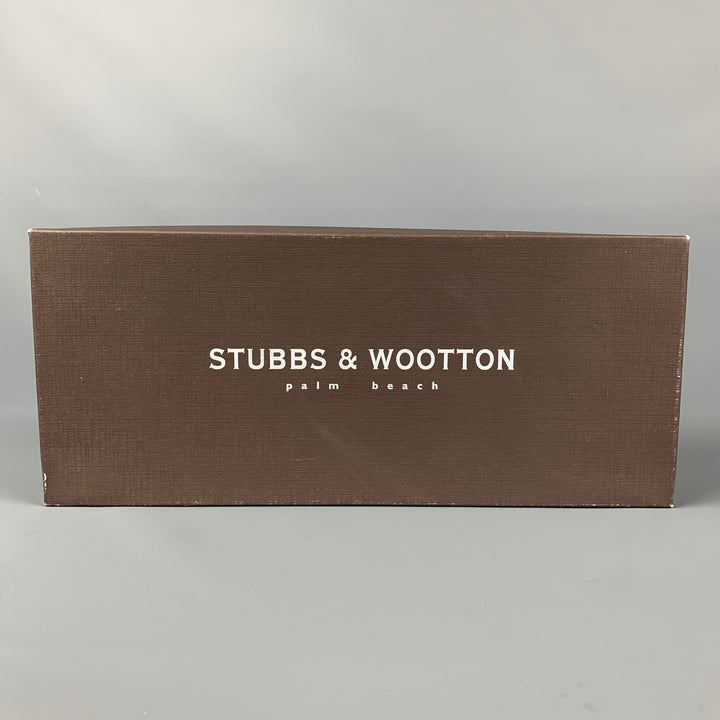 STUBBS &amp; WOOTTON Taille 10 Mocassins plats brodés en velours doré marron