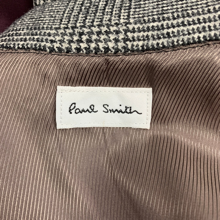 PAUL SMITH Size S Black & White Glenplaid Wool / Cashmere Vest