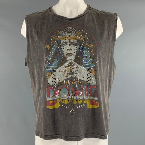 LUCKY BRAND T-shirt sans manches en coton noir pour concert de rock, taille XXL