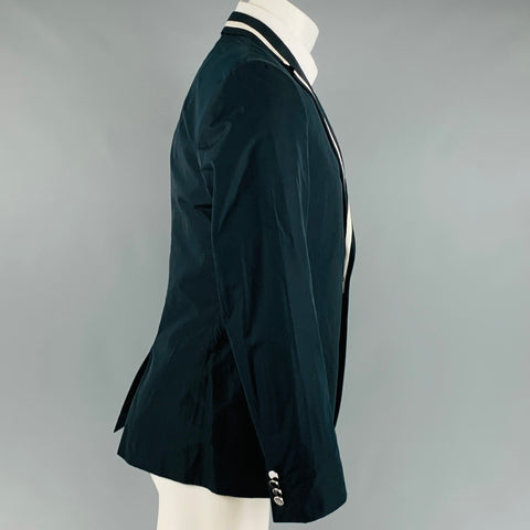 D&G by DOLCE & GABBANA Size 40 Black White Solid Cotton Blend Sport Coat