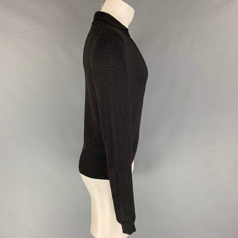 Vintage GUCCI by TOM FORD Size M Brown Knit Silk Deep V-Neck Pullover
