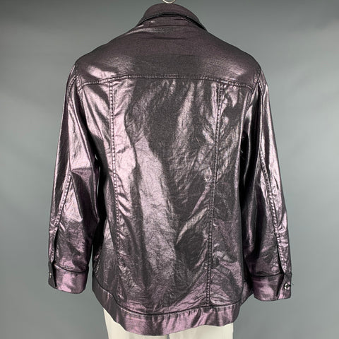 ECKHAUS LATTA Taille L Veste boutonnée en coton lycra métallisé violet