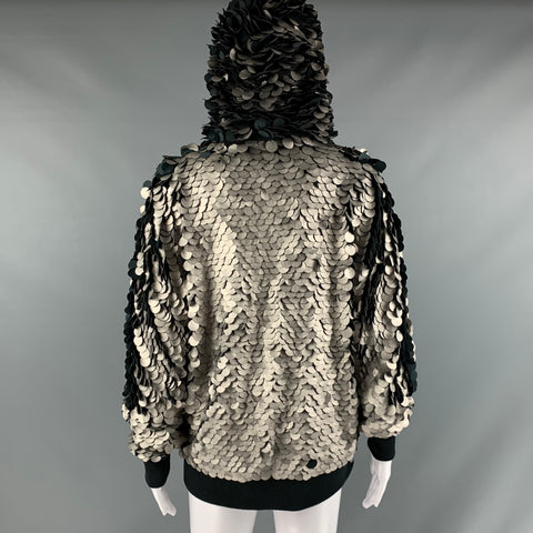 KARL LAGERFELD Taille M Veste à capuche en coton polyester noir argenté