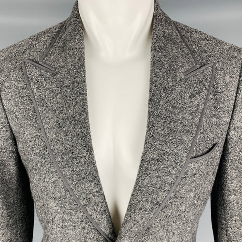 DOLCE & GABBANA Size 40 Grey Black Heather Wool Peak Lapel Sport Coat